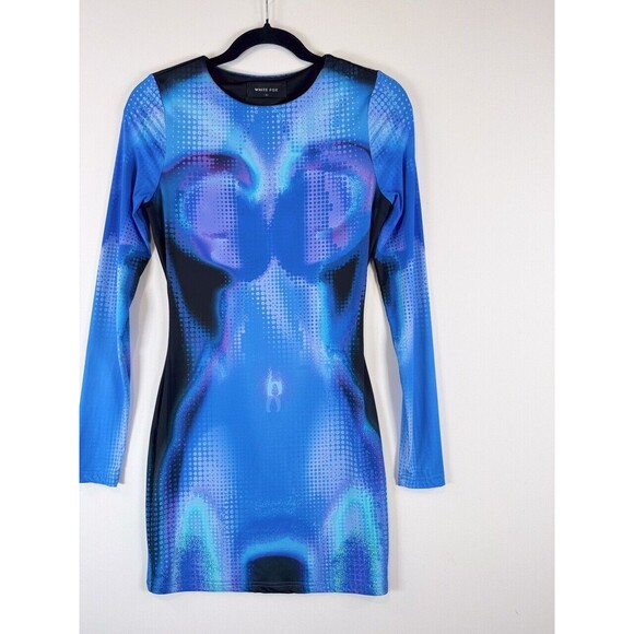 White Fox Boutique Womens Dress Blue Milky Way Soulmate Mini Bodycon Y2K Small - Picture 7 of 12